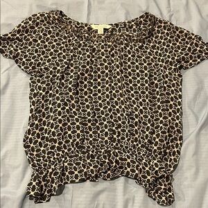 Chic Black and White Silk Women's Blouse